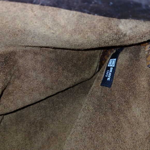 Brave 1992 Leather Envelope Clutch Fold OVER Style Leather TASSEL - Picture 6 of 8